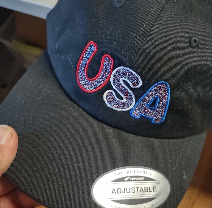USA Red, White, and Blue meanderfill hat